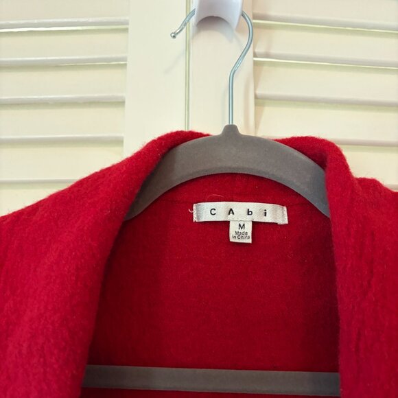 Cabi women's cardigan sweater jacket medium snap closure tie shawl collar red - Picture 5 of 13